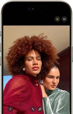 iPhone Air, front exterior, Dynamic Island centred near top, Center Stage for photos feature in use
